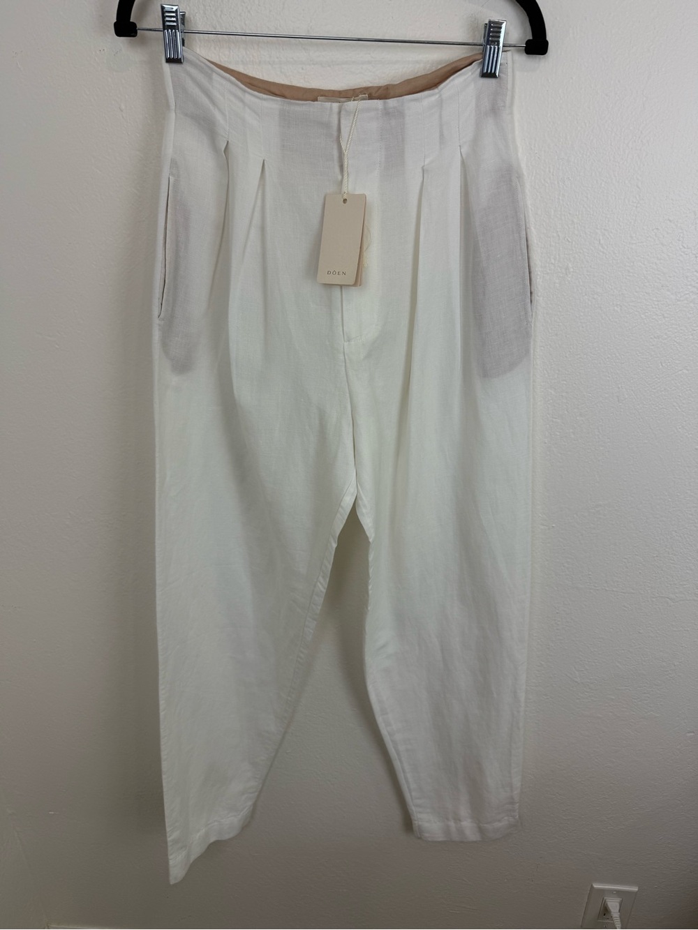 DÔEN Louvre Linen Cotton Pants Salt Size 6 NWT Coastal Quiet Luxury - Picture 8 of 10